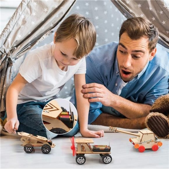 5 in 1 STEM Kit, Wooden Model Car Kits for Kids Ages 8-12, 3D Puzzles - Picture 5 of 6